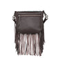 Montana West Genuine Leather Floral Tooled Fringe Crossbody Bag