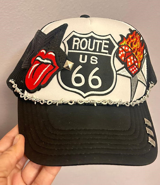 ROUTE 66 TRUCKER HAT BLACK/WHITE